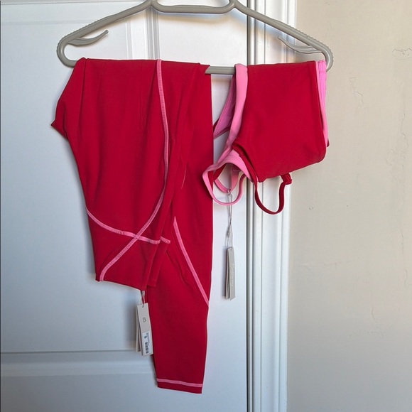 Buffbunny Collection Pants - Women's Red and Pink Buff Bunny Leggings and Sports Bra